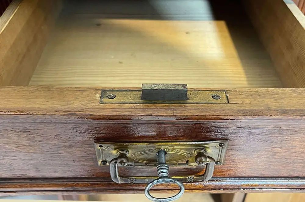 Schreibtisch ANTIK Jugendstil VINTAGE Nußbaum Sekretär mit Aufsatz von 1920 8