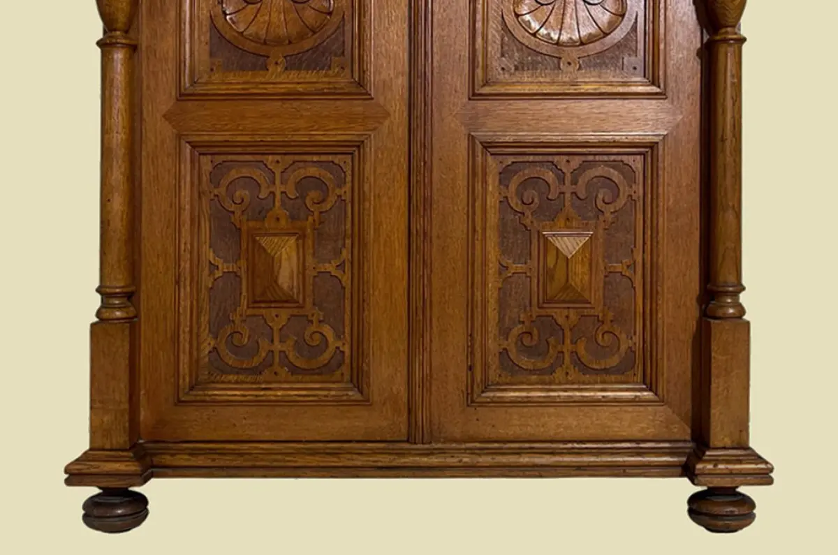 1880er Kleiderschrank ANTIK Gründerzeit VINTAGE Eiche Säulen Schrank von 1880 12