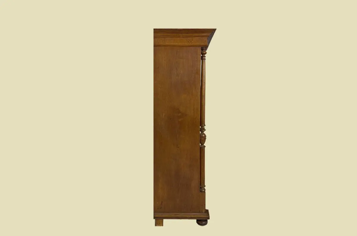 1880er Kleiderschrank ANTIK Gründerzeit VINTAGE Eiche Säulen Schrank von 1880 16