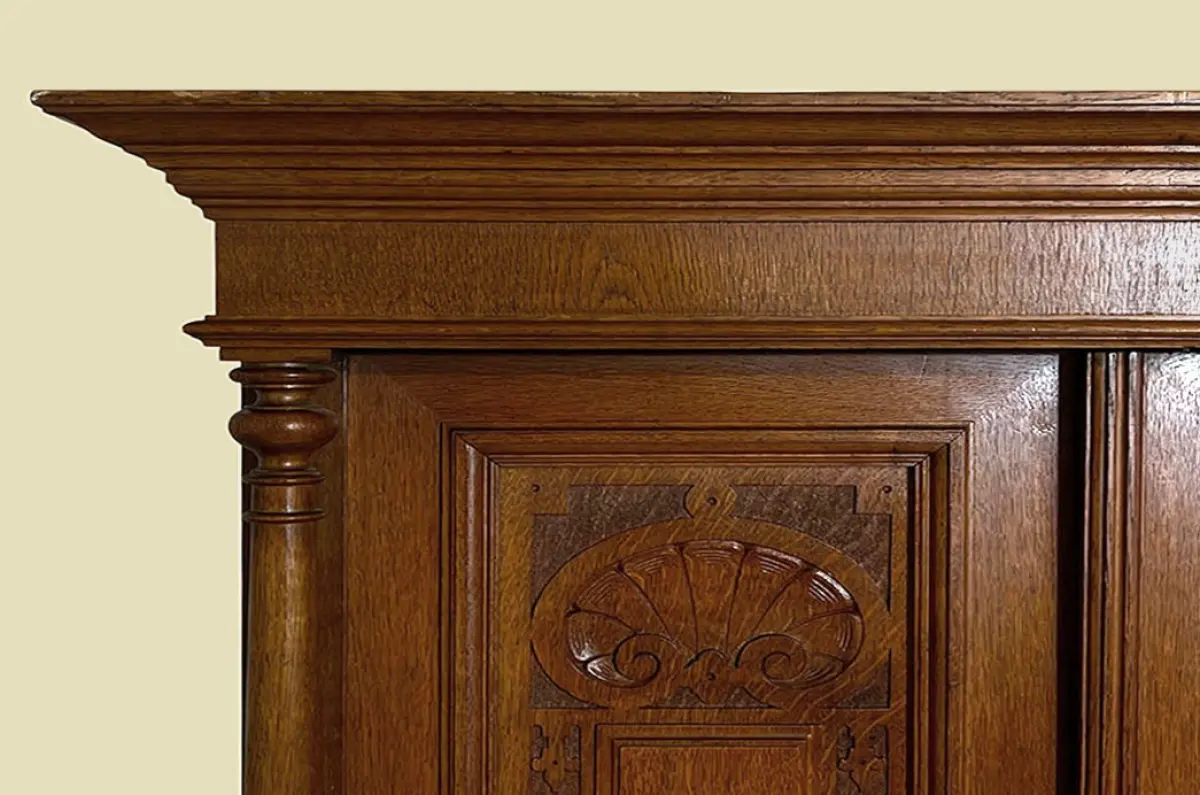 1880er Kleiderschrank ANTIK Gründerzeit VINTAGE Eiche Säulen Schrank von 1880 9