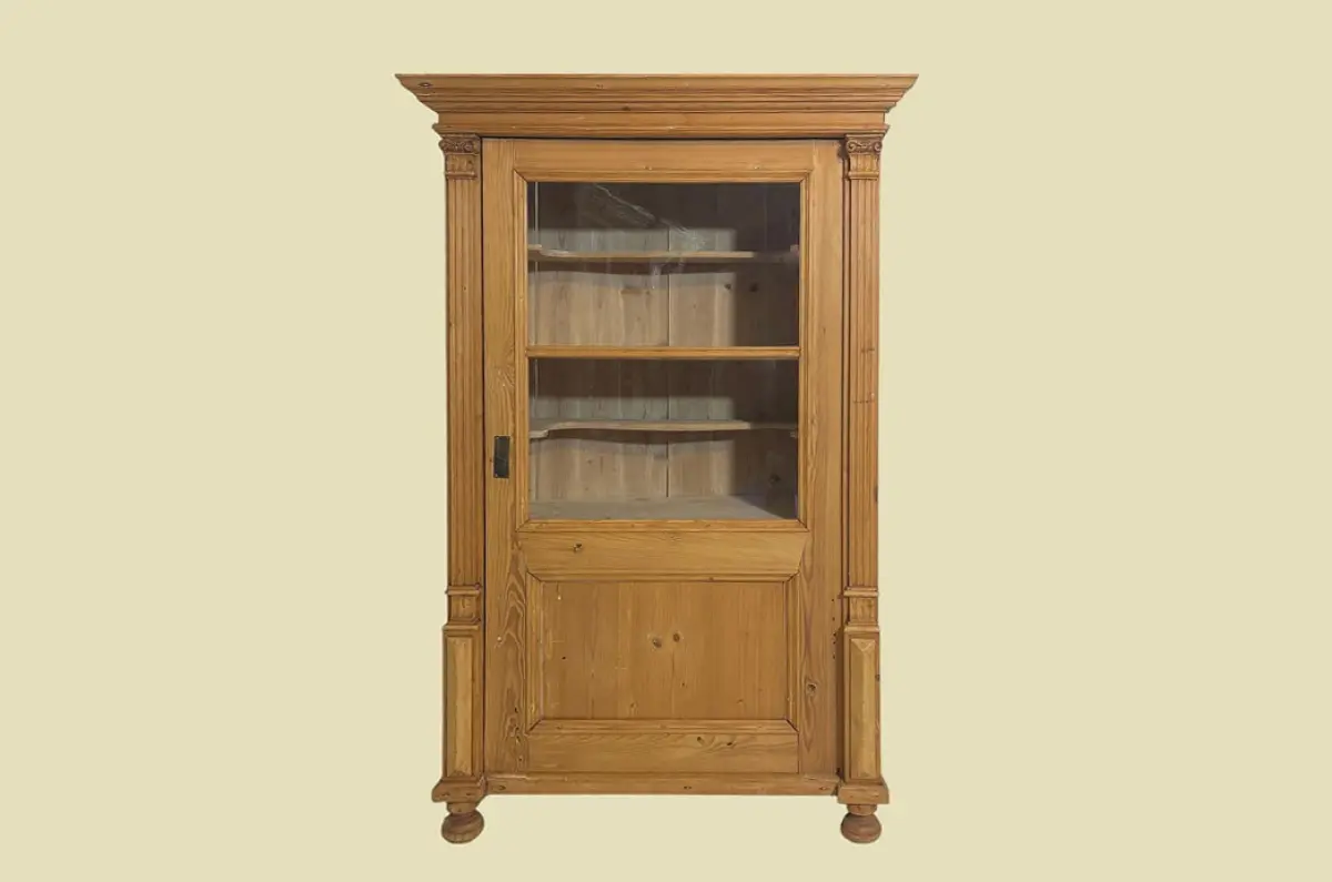 1880er Vitrine ANTIK Gründerzeit VINTAGE Weichholz Bücherschrank Schrank von1880