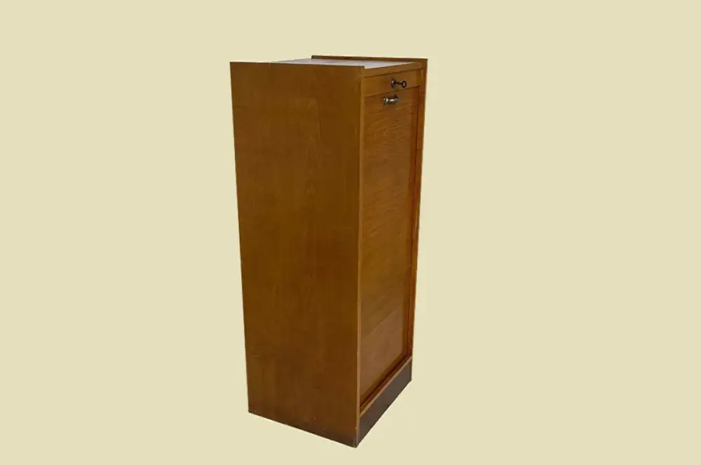 1960er Jahre Rolladenschrank ANTIK Vintage Teakholz Noten Akten Schrank Kommode 13
