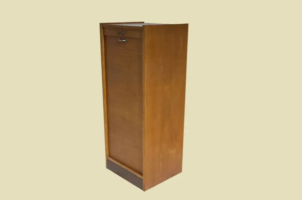 1960er Jahre Rolladenschrank ANTIK Vintage Teakholz Noten Akten Schrank Kommode 16