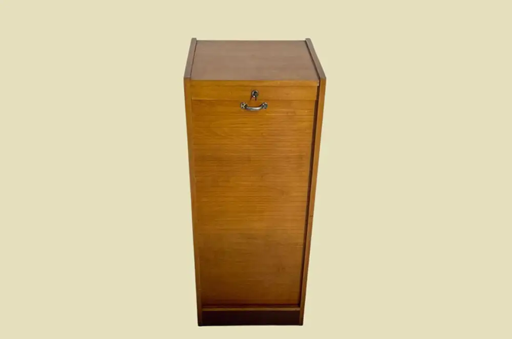 1960er Jahre Rolladenschrank ANTIK Vintage Teakholz Noten Akten Schrank Kommode 3