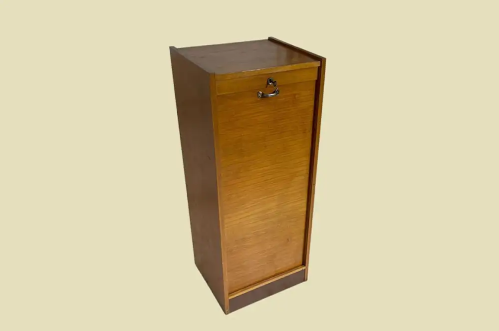 1960er Jahre Rolladenschrank ANTIK Vintage Teakholz Noten Akten Schrank Kommode 4