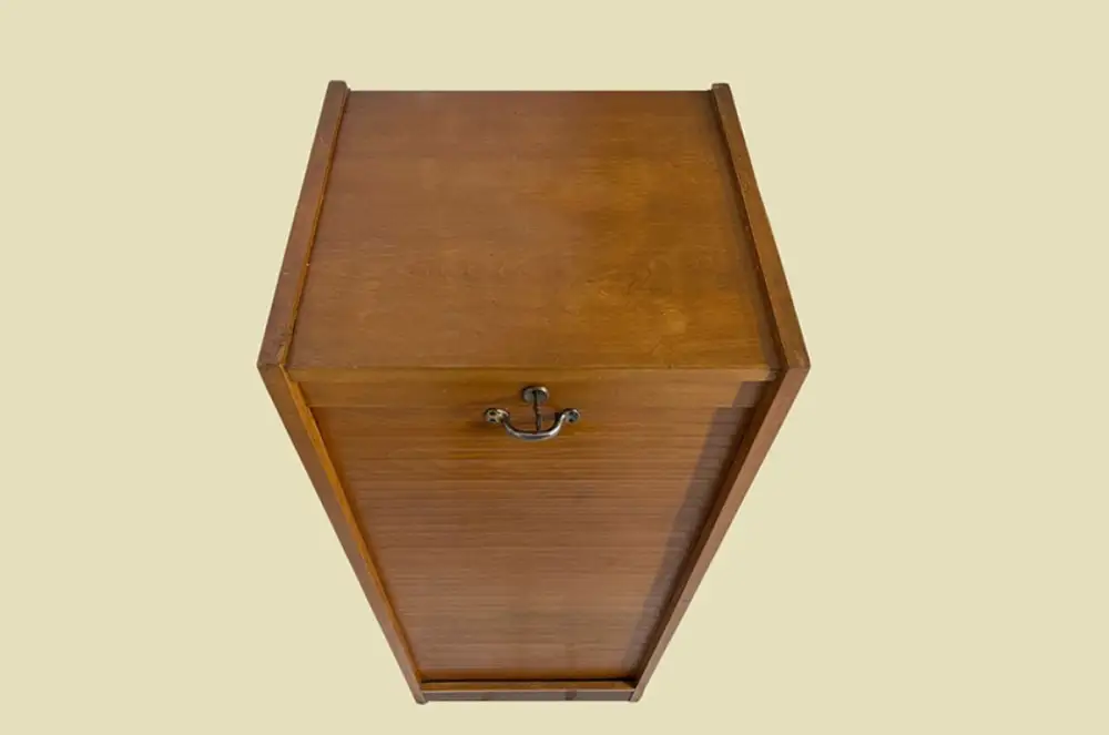 1960er Jahre Rolladenschrank ANTIK Vintage Teakholz Noten Akten Schrank Kommode 7