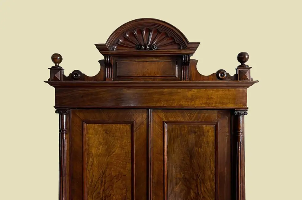 1880er Kleiderschrank ANTIK Gründerzeit VINTAGE Nußbaum Säulen Schrank von 1880 14