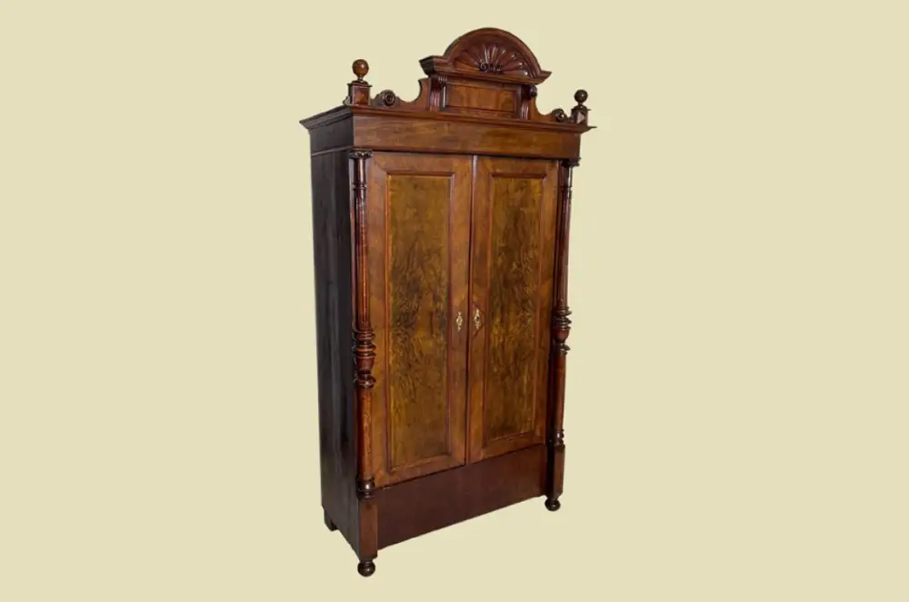 1880er Kleiderschrank ANTIK Gründerzeit VINTAGE Nußbaum Säulen Schrank von 1880 3