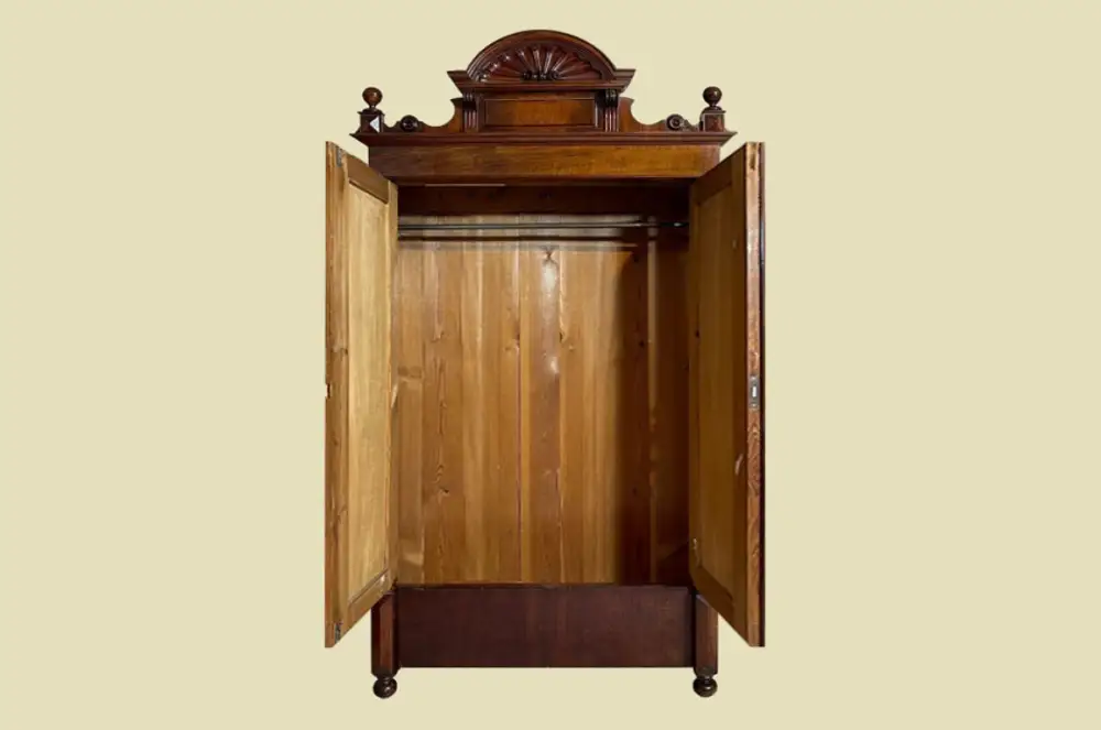 1880er Kleiderschrank ANTIK Gründerzeit VINTAGE Nußbaum Säulen Schrank von 1880 4