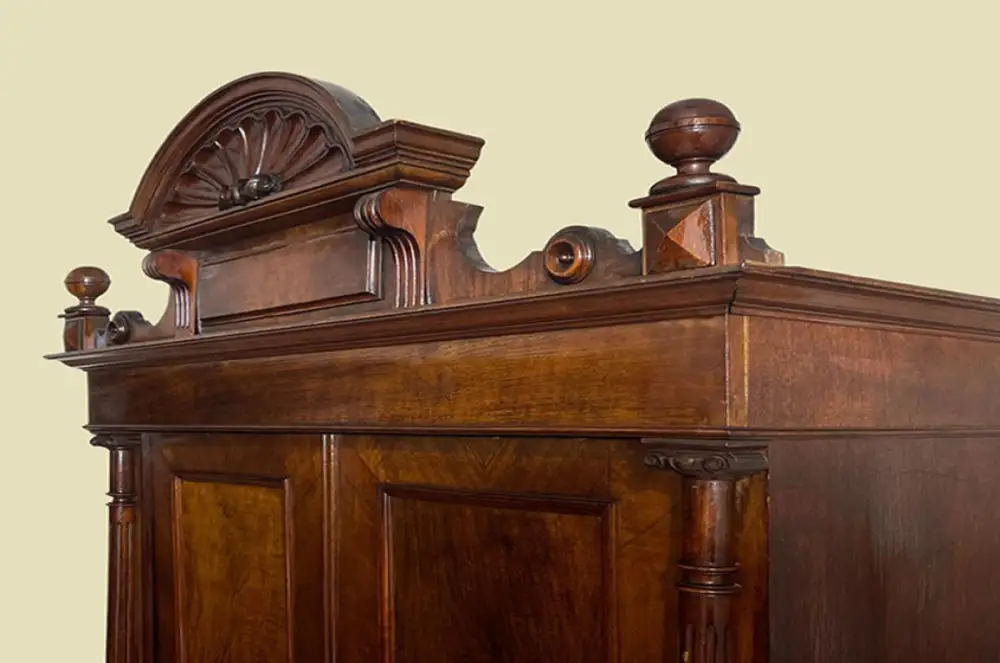 1880er Kleiderschrank ANTIK Gründerzeit VINTAGE Nußbaum Säulen Schrank von 1880 7
