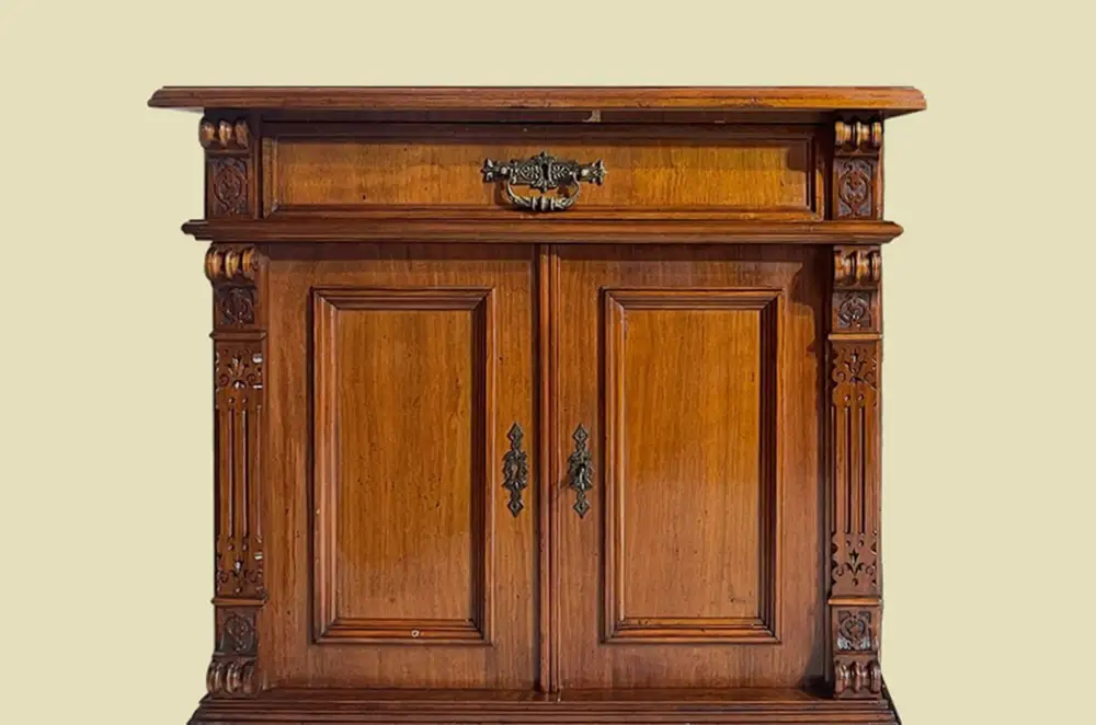 1880er Kommode ANTIK Gründerzeit VINTAGE Nußbaum Halbschrank Schrank von 1880 16