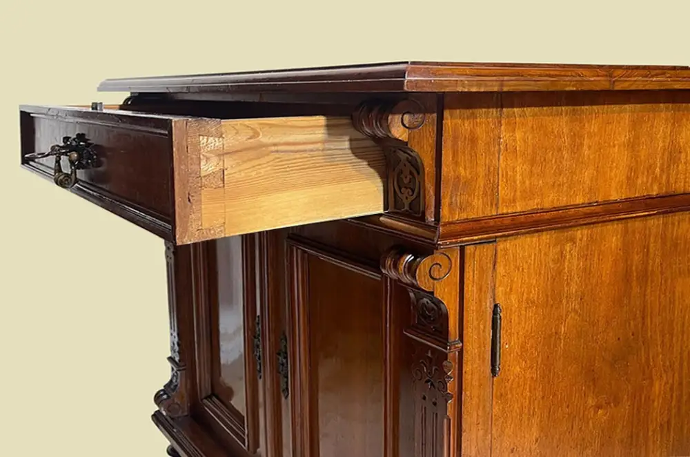1880er Kommode ANTIK Gründerzeit VINTAGE Nußbaum Halbschrank Schrank von 1880 8