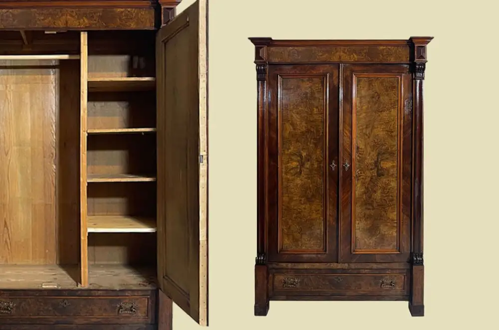 Kleiderschrank ANTIK Gründerzeit VINTAGE Nußbaum Schrank von 1880 0