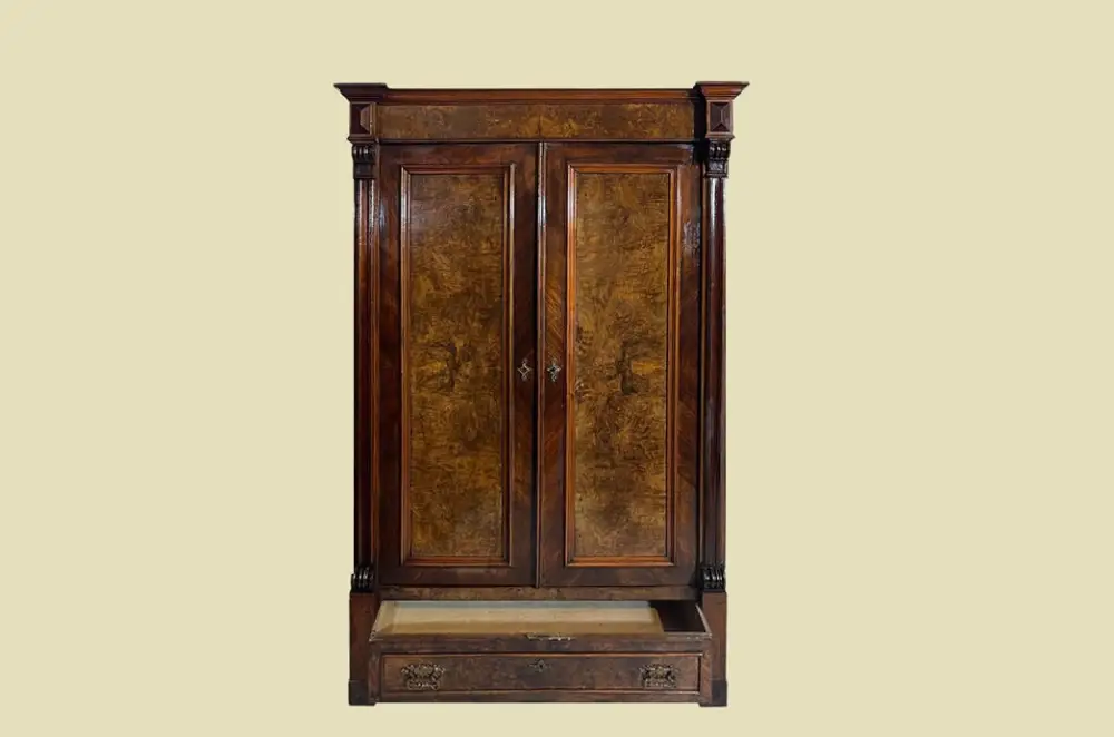 Kleiderschrank ANTIK Gründerzeit VINTAGE Nußbaum Schrank von 1880 3
