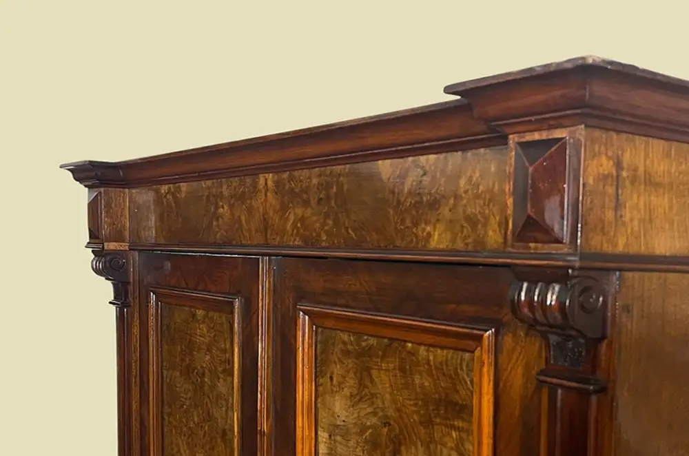 Kleiderschrank ANTIK Gründerzeit VINTAGE Nußbaum Schrank von 1880 9