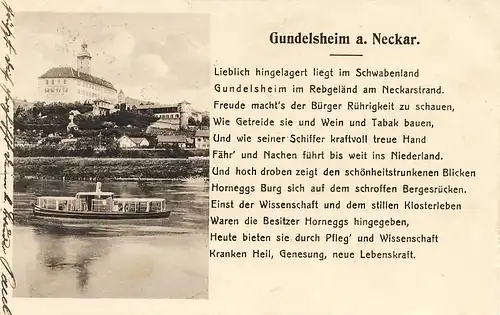 alte orig. AK Gundelsheim a. Neckar Schwaben Liedkarte 1916