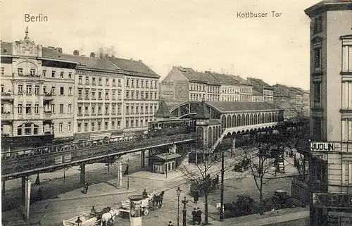 alte orig. AK Berlin Hochbahn Eisenbahn Bahnhof Kottbuser Tor Vorkrieg