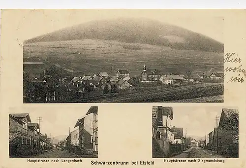 alte orig. AK Schwarzenbrunn  b Eisfeld Strasse Langenbach Siegmundsburg 1925