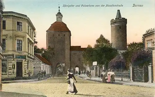 alte orig. AK Bernau b Berlin Kolonialwarenladen am Königstor Hussiten - Strasse 1910