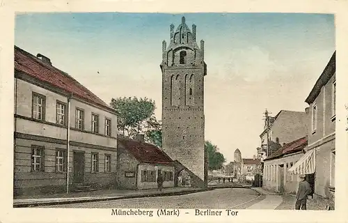 alte orig. AK Müncheberg Mark Brandenburg Berliner Tor 1928