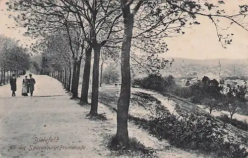 alte orig. AK Bielefeld An der Sparenburg Promenade 1908