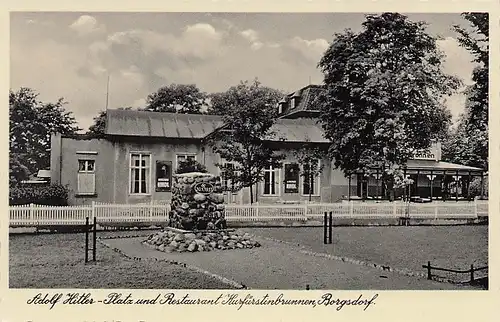 alte orig. AK Borgsdorf b Birkenwerder Velten Lehnitz Hitlerplatz Restaurant Kurfürstinbrunnen 30er J.