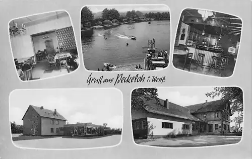 alte orig. AK Peckeloh b Versmold Gasthaus Eichenkrug Ansichten ca. 60er J.