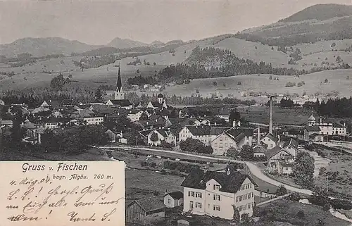 alte orig. AK Fischen i. Algäu Häuser u. Gärten 1904 Vorkrieg