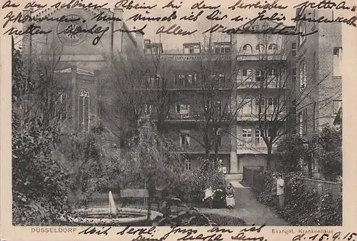 alte orig. AK Düsseldorf Evang. Krankenhaus 1915 Vorkrieg