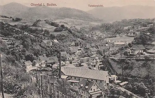 alte orig. AK Obertal i. Baden b Bühl Häuser u. Fabrik 1917 Vorkrieg