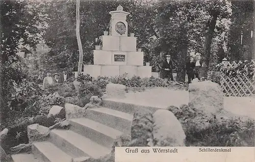 alte orig. AK Wörrstadt Rheinhessen Am Schillerdenkmal 1908 Vorkrieg