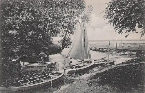 alte orig. AK Ribnitz b Damgarten Graal Müritz Am Hafen 1918 Vorkrieg