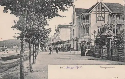 alte orig. AK Binz a. Rügen Blick in die Dünenpromenade 1905 Vorkrieg