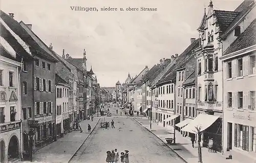 alte orig. AK Villingen Schwenningen Niedere u. obere Strasse 1906 Vorkrieg