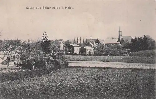 alte orig. AK Schönwalde i. Holstein b Eutin Bungsberg Häuser am Ortsrand Vorkrieg