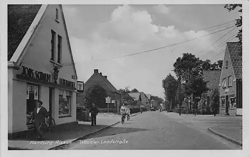 alte orig. AK Hamburg Rissen Wedeler Landstrasse Geschäft J. Schmidt 1942 Vorkrieg