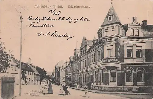 alte orig. AK Markneukirchen b Klingenthal Erlbacherstrasse Gasthof 1904 Vorkrieg