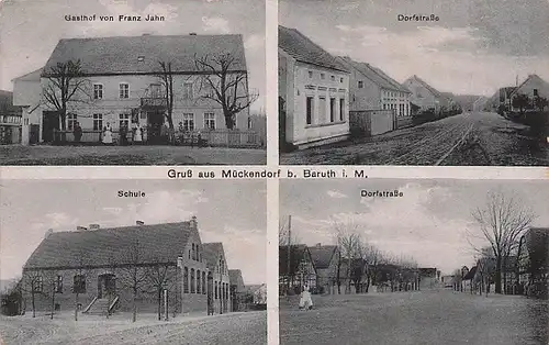 alte orig. AK Mückendorf b Baruth Sperenberg Gasthof Franz Jahn Schule 1918 Vorkrieg