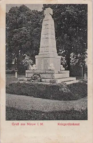 alte orig. AK Mirow b Neustrelitz Kriegerdenkmal 1929 Vorkrieg