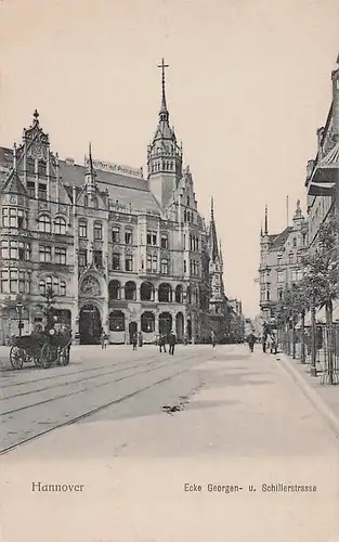 alte orig. AK Hannover Ecke Georgenstrasse u. Schillerstrasse Vorkrieg