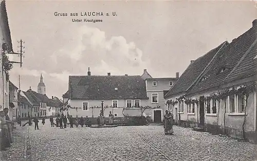 alte orig. AK Laucha a. Unstrut Unter Krautgasse 1908 Vorkrieg