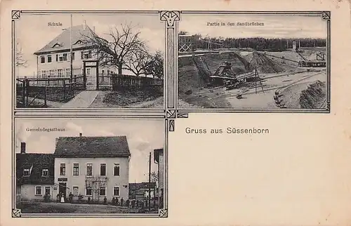 alte orig. AK Süssenborn Süßenborn b Weimar Tiefurt Gasthaus Bagger Sandbruch Kiesgrube 1915 Vorkrieg