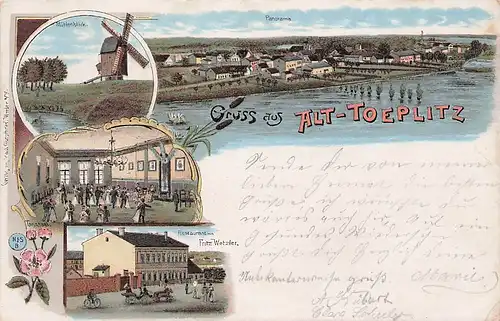 alte orig. AK Alt- Töplitz Toeplitz b Leest Werder Havel Windmühle Gasthaus Wetzler 1901 Vorkrieg