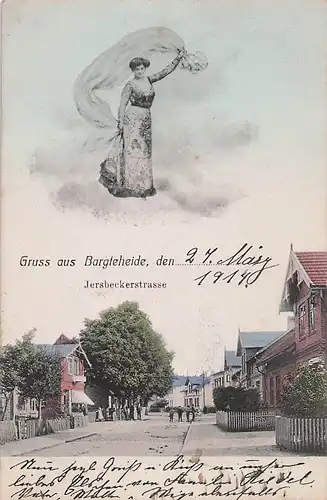 alte orig. AK Bargteheide b Elmenhorst Hamburg Jersbecker Strasse 1914 Vorkrieg