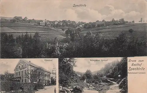 alte orig. AK Spechtritz b Rabenau Sachsen Gasthof Rabenauer Grund 1907 Vorkrieg