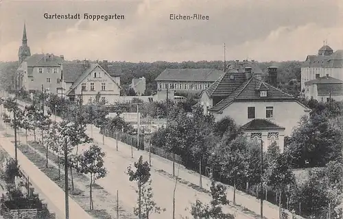 alte orig. AK Hoppegarten b Strausberg Eichen- Allee Häuser u. Gärten 1915 Vorkrieg