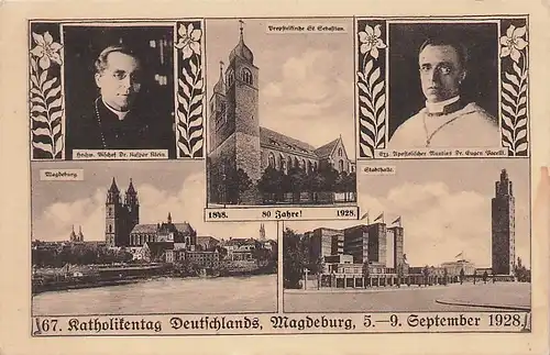 alte orig. AK Magdeburg Katholikentag Bischof Nuntius Propsteikirche 1928 Vorkrieg