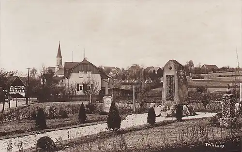 alte orig. AK Trünzig Langenbernsdorf b Werdau Kriegerdenkmal Eisernes Kreuz Vorkrieg