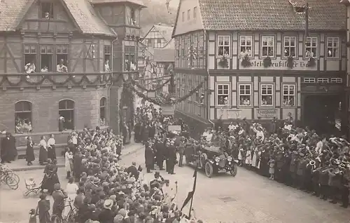 alte orig. AK Stolberg Harz Südharz b Sangerhausen Adel Hindenburg Festakt Ankunft im Auto Vorkrieg