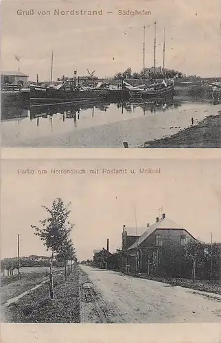 alte orig. AK Nordstrand b Husum Süderhafen Herrendeich Postamt 1912 Vorkrieg